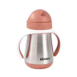 Beaba RVS Drinkbeker Met Rietje 250ml - Terracotta