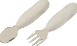 Beaba Set Van 2 Roestvrijstalen Besteksets Velvet Grey