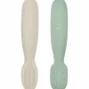 Beaba Set Van 2 Siliconen Oefenlepels Sage Green/Velvet Grey