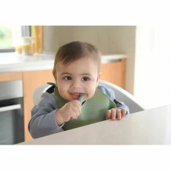 Beaba Set Van 2 Siliconen Oefenlepels Sage Green/Velvet Grey