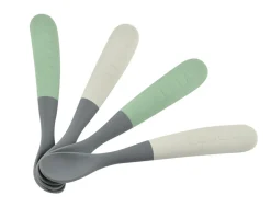Beaba Set van 4 Siliconenlepels 1ste leeftijd Tweekleurig - Mineral/Sage Green