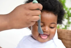 Beaba Set van 4 Siliconenlepels 1ste leeftijd Tweekleurig - Mineral/Sage Green