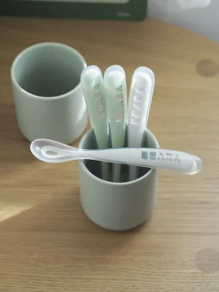 Beaba Set van 4 Siliconenlepels 1ste leeftijd - Velvet Grey/Sage Green