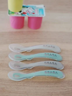 Beaba Set van 4 Siliconenlepels 2de Leeftijd - Velvet Grijsey/Sage Green