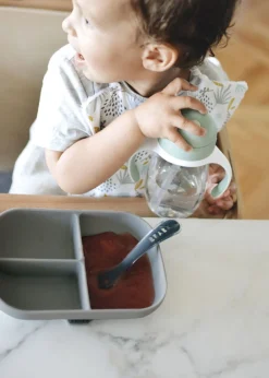 Beaba Siliconen Bord met Compartimenten en Zuignap - Mineral