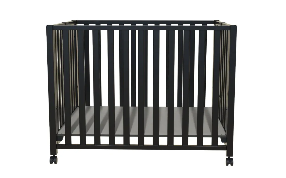 Bebies First Baby Box Met Wieltjes Sarah Zwart 76 x 95 cm Met Matras