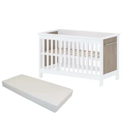 Born Lucky Baby Bed Met Matras Noël Eiken Wit 60 x 120 cm