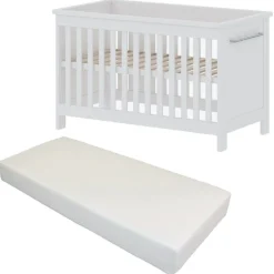 Born Lucky Baby Bed Met Matras Noël Wit 60 x 120 cm