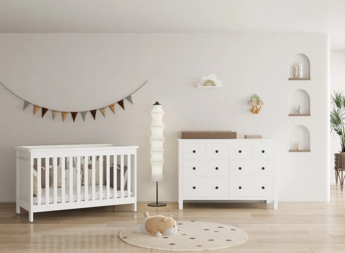 Born Lucky Babykamer Wit 2 Delig Baby Bed Noel + Commode Bretagne