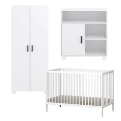 Born Lucky Babykamer Wit 3 Delig Baby Bed Joep + Commode Mila + Kledingkast Mila