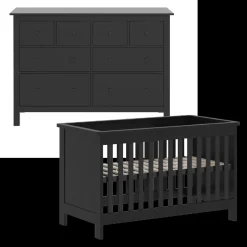 Born Lucky Babykamer Zwart 2 Delig Baby Bed Tucson + Commode Bretagne