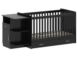 Born Lucky Meegroei Ledikant Met Lade Sydney Zwart 70 x 140 cm