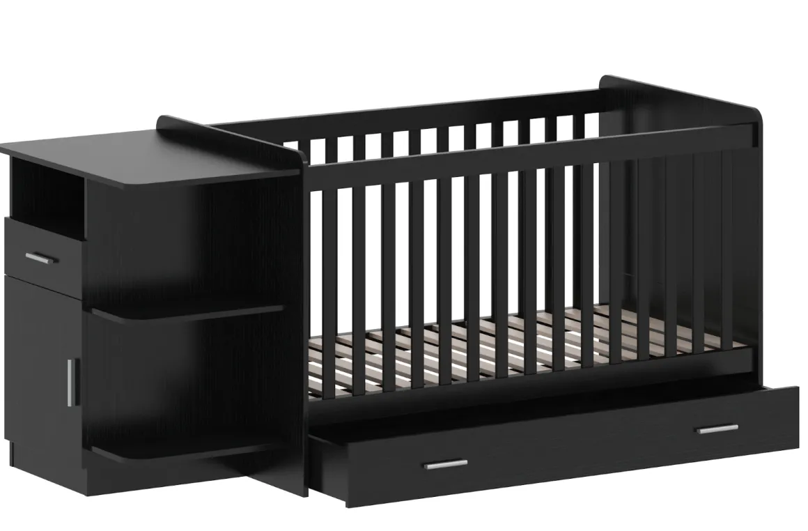 Born Lucky Meegroei Ledikant Met Lade Sydney Zwart 70 x 140 cm