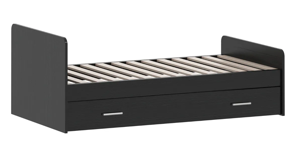 Born Lucky Meegroei Ledikant Met Lade Sydney Zwart 70 x 140 cm