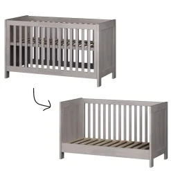 Born Lucky Meegroei Ledikant Nevada Grijs 70 x 140 cm + Born Lucky Junior Matras 70 x 140 cm