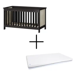 Born Lucky Meegroei Ledikant Oxford Zwart Eiken 70 x 140 cm + Born Lucky Junior Matras 70 x 140 cm