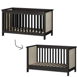 Born Lucky Meegroei Ledikant Oxford Zwart Eiken 70 x 140 cm