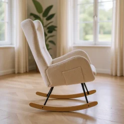 Born Lucky Schommelstoel Teddy Stof Wit