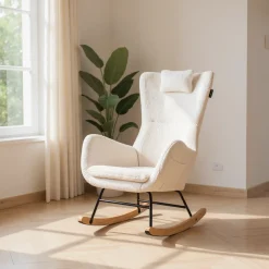 Born Lucky Schommelstoel Teddy Stof Wit