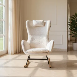 Born Lucky Schommelstoel Teddy Stof Wit