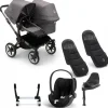Bugaboo Donkey 5 Duo Kinderwagen 3 In 1 Graphite Grey Melange Met Cybex Cloud T Groep 0 Autostoel + Isofix Base + Voetenzak