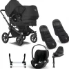 Bugaboo Donkey 5 Duo Kinderwagen 3 In 1 Black Midnight Black Met Cybex Cloud T Groep 0 Autostoel + Isofix Base + Voetenzak