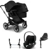 Bugaboo Donkey 5 Duo Kinderwagen 3 In 1 Graphite Midnight Black Met Cybex Cloud T Groep 0 Autostoel + Isofix Base