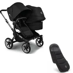 Bugaboo Donkey 5 Duo Kinderwagen 2 In 1 Graphite Midnight Black + Voetenzak