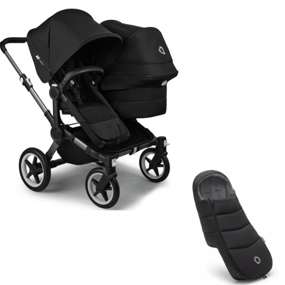 Bugaboo Donkey 5 Duo Kinderwagen 2 In 1 Graphite Midnight Black + Voetenzak