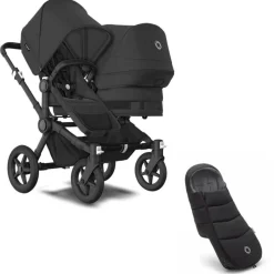 Bugaboo Donkey 5 Duo Kinderwagen 2 In 1 Black Midnight Black + Voetenzak