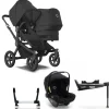 Bugaboo Donkey 5 Duo Kinderwagen 3 In 1 Black Midnight Black + Isofix Base
