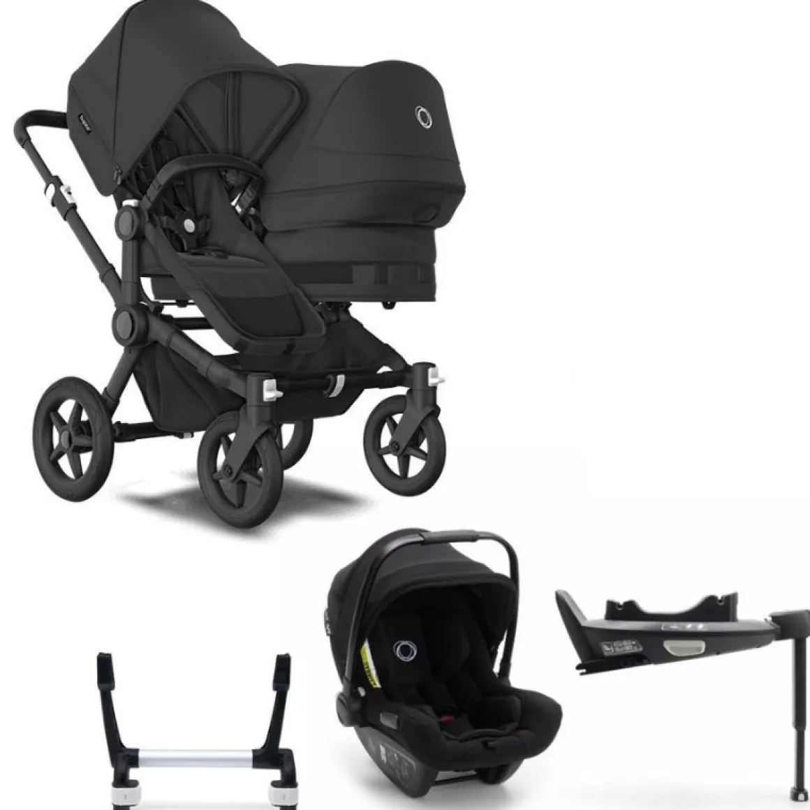 Bugaboo Donkey 5 Duo Kinderwagen 3 In 1 Black Midnight Black + Isofix Base