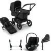 Bugaboo Donkey 5 Mono Kinderwagen 3 In 1 Black Midnight Black Met Cybex Cloud T Groep 0 Autostoel + Isofix Base