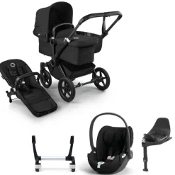 Bugaboo Donkey 5 Mono Kinderwagen 3 In 1 Black Midnight Black Met Cybex Cloud T Groep 0 Autostoel + Isofix Base