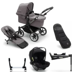 Bugaboo Donkey 5 Mono Kinderwagen 3 In 1 Graphite Grey Melange + Isofix Base + Voetenzak