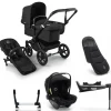 Bugaboo Donkey 5 Mono Kinderwagen 3 In 1 Black Midnight Black + Isofix Base + Voetenzak
