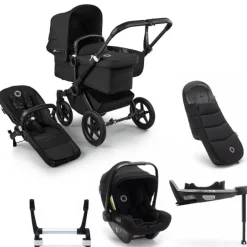 Bugaboo Donkey 5 Mono Kinderwagen 3 In 1 Black Midnight Black + Isofix Base + Voetenzak