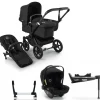 Bugaboo Donkey 5 Mono Kinderwagen 3 In 1 Black Midnight Black + Isofix Base