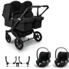 Bugaboo Donkey 5 Tweeling Kinderwagen 3 In 1 Black Midnight Black Met Twee Cybex Cloud T Groep 0 Autostoelen
