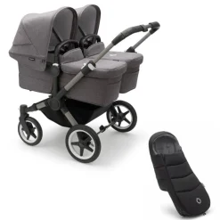 Bugaboo Donkey 5 Tweeling Kinderwagen 2 In 1 Graphite Grey Melange + Voetenzak