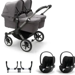 Bugaboo Donkey 5 Tweeling Kinderwagen 3 In 1 Graphite Grey Melange Met Twee Cybex Cloud T Groep 0 Autostoelen