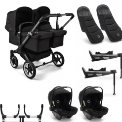 Bugaboo Donkey 5 Tweeling Kinderwagen 3 In 1 Graphite Midnight Black + Isofix Base + Voetenzak
