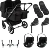 Bugaboo Donkey 5 Tweeling Kinderwagen 3 In 1 Graphite Midnight Black Met Twee Cybex Cloud T Groep 0 Autostoelen + Isofix Base + Voetenzak