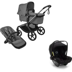 Bugaboo Kinderwagen 3 in 1 Fox 5 Renew Complete Graphite | Moon Grey + Bugaboo Autostoel Groep 0 Turtle Air by Nuna Black