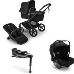 Bugaboo Kinderwagen 3 in 1 Fox 5 Renew Complete Black | Heritage Black + Bugaboo Autostoel Groep 0 Turtle Air by Nuna Black + Draaibare Isofix Base 360