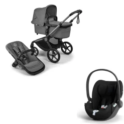 Bugaboo Kinderwagen 3 in 1 Fox 5 Renew Complete Graphite | Moon Grey + Cybex Autostoel Groep 0 Cloud T I Size Sepia Black