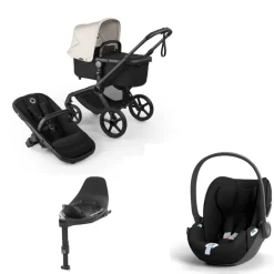 Bugaboo Kinderwagen 3 in 1 Fox 5 Renew Complete Black | Heritage Black Misty White + Cybex Autostoel Groep 0 Cloud T I Size Sepia Black + Draaibare Base T Black
