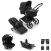Bugaboo Kinderwagen 3 In 1 Fox Cub Compleet Black Midnight Black + Isofix Base + Autostoel Adapters