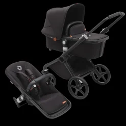 Bugaboo Kinderwagen 3 In 1 Fox Cub Compleet Black Midnight Black + Isofix Base + Autostoel Adapters