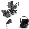 Bugaboo Kinderwagen 3 in 1 Fox 5 Renew Complete Graphite | Moon Grey + Cybex Autostoel Groep 0 Cloud T I Size Sepia Black + Draaibare Base T Black
